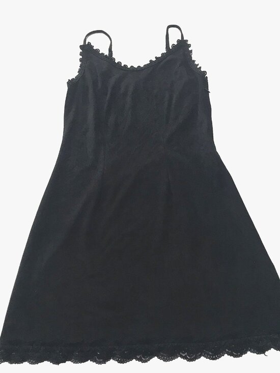 Sea Gypsies Dresses & Skirts - Sea Gypsies Babydoll Slip Dress Small Black Lace Suede Crochet Whimsigoth Fairy